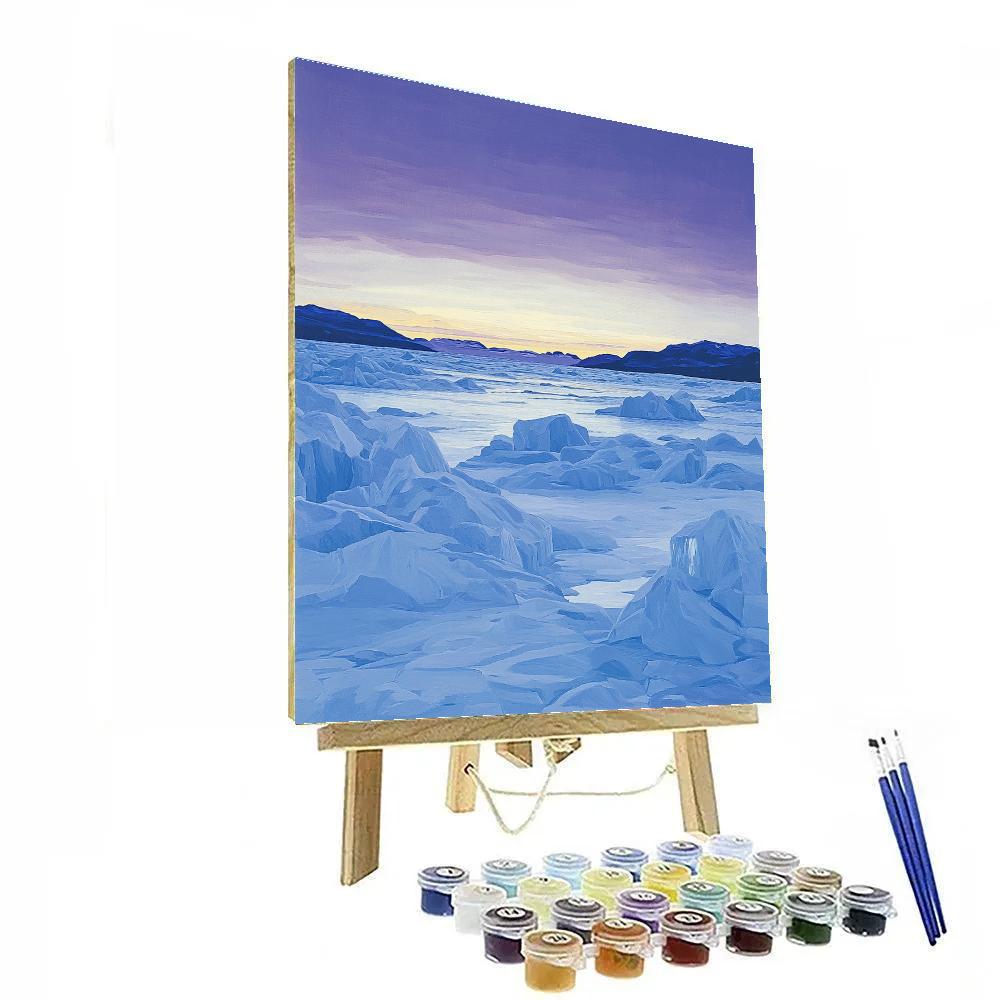 Lawren Harris Inspired Majestic Icefields At Dusk paint by color
