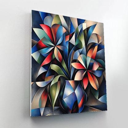 Pablo Picasso Inspired Cubist Floral Still Life With Vivid Geometry Paint by numbers art