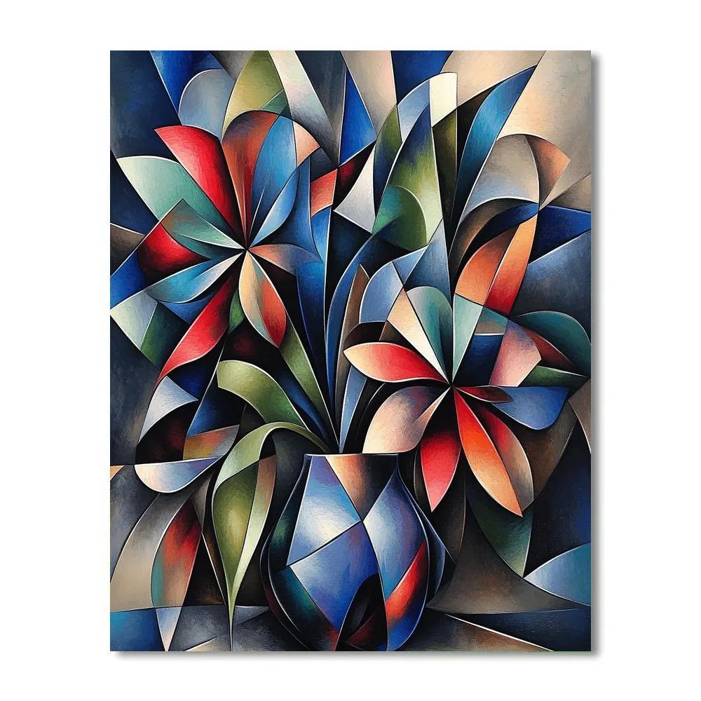 Pablo Picasso Inspired Cubist Floral Still Life With Vivid Geometry Paint by numbers art