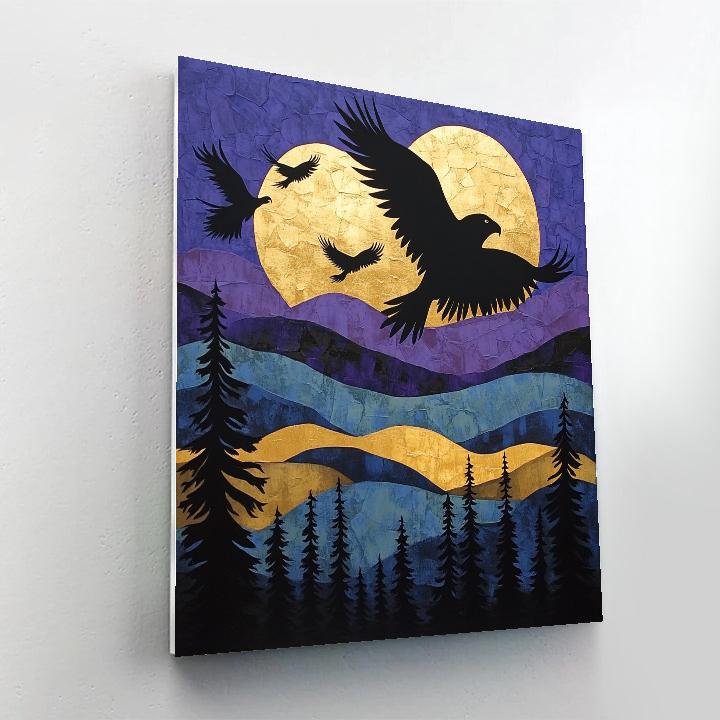 Norval Morrisseau Inspired Eagles Soaring Over Sacred Sky paint by number
