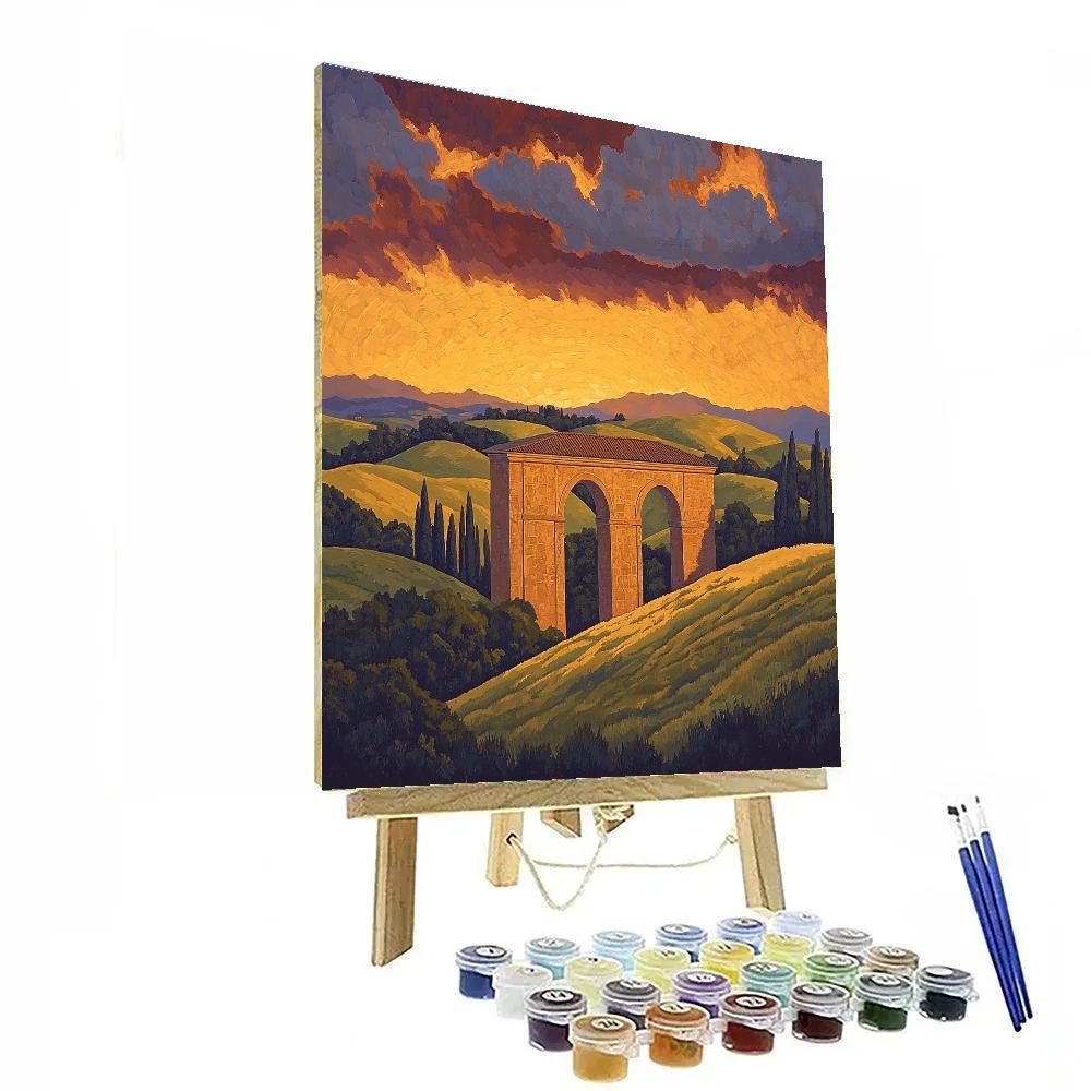 Raphael Inspired Idealized Renaissance Archway At Dusk paint by numbers