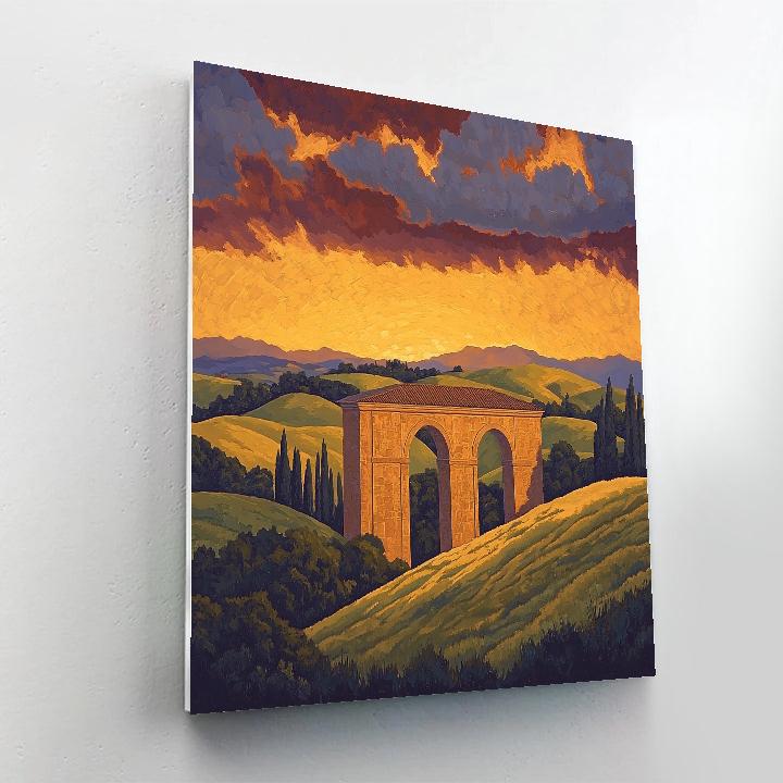 Raphael Inspired Idealized Renaissance Archway At Dusk paint by numbers