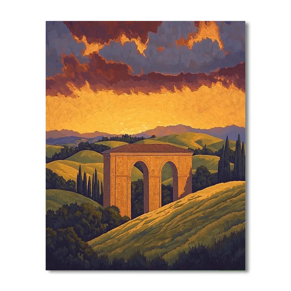 Raphael Inspired Idealized Renaissance Archway At Dusk paint by numbers