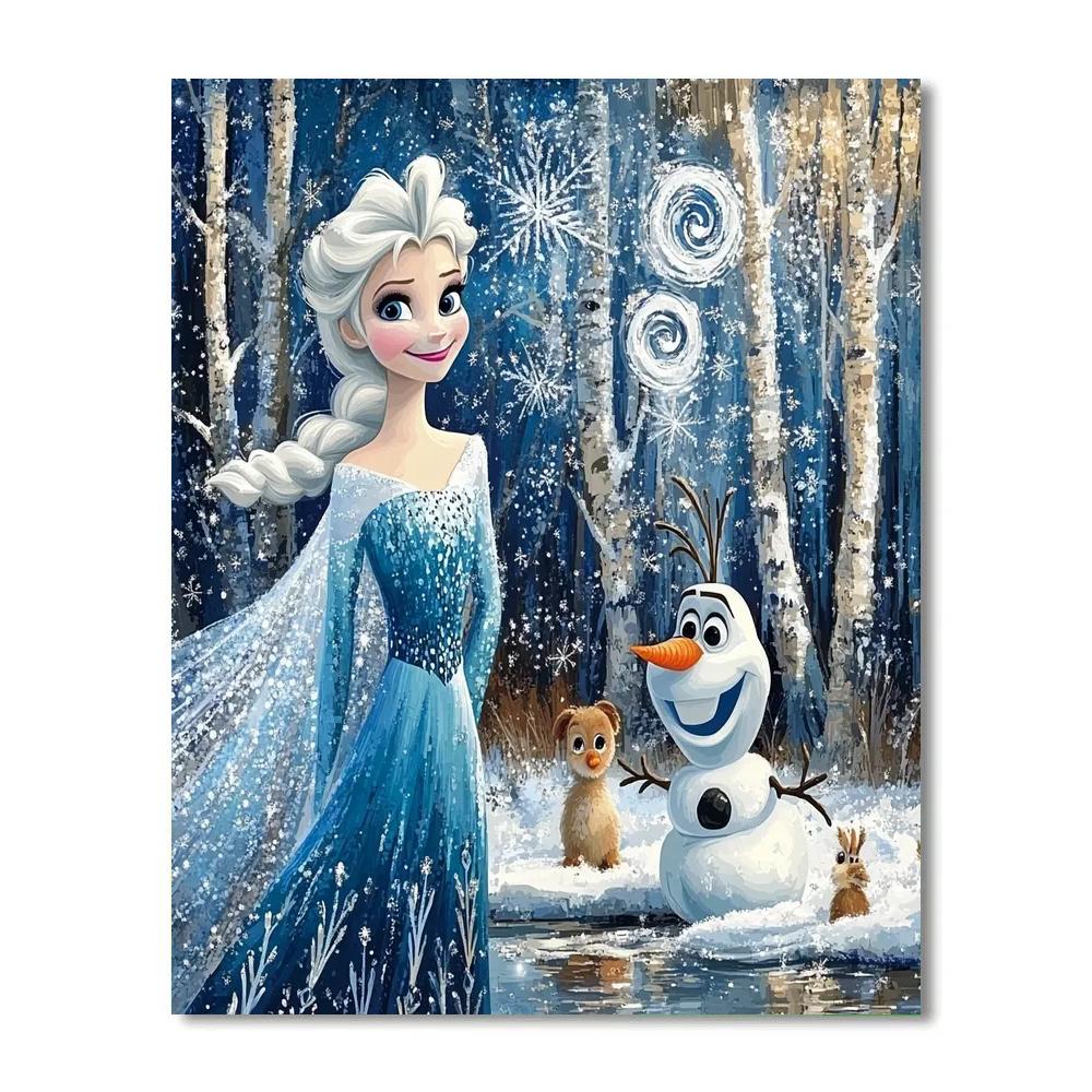 Elsa And Olaf Snowy Surprise Disney Inspired Painting by numbers kit