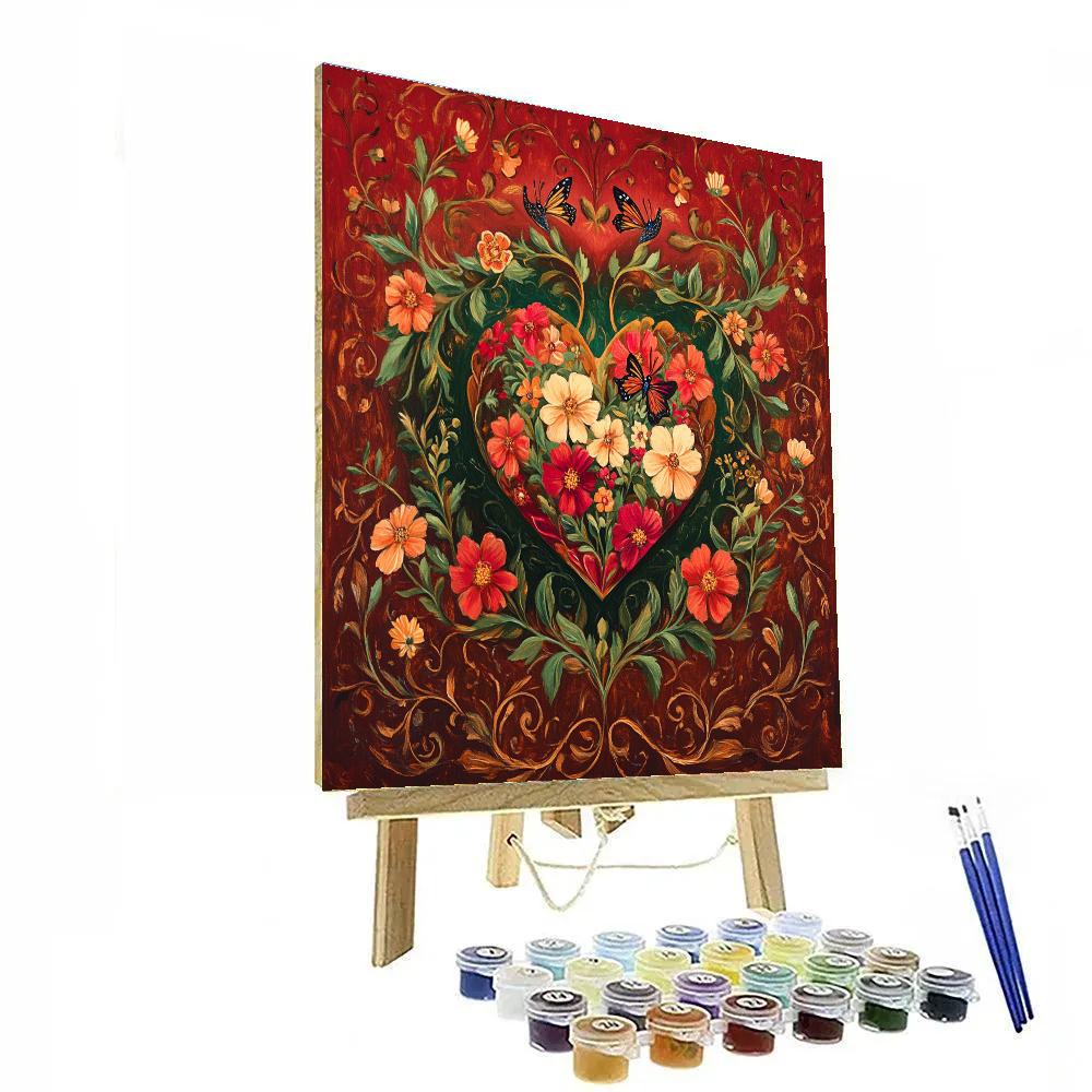 Frida Kahlo Inspired Floral Heartscape paint by color