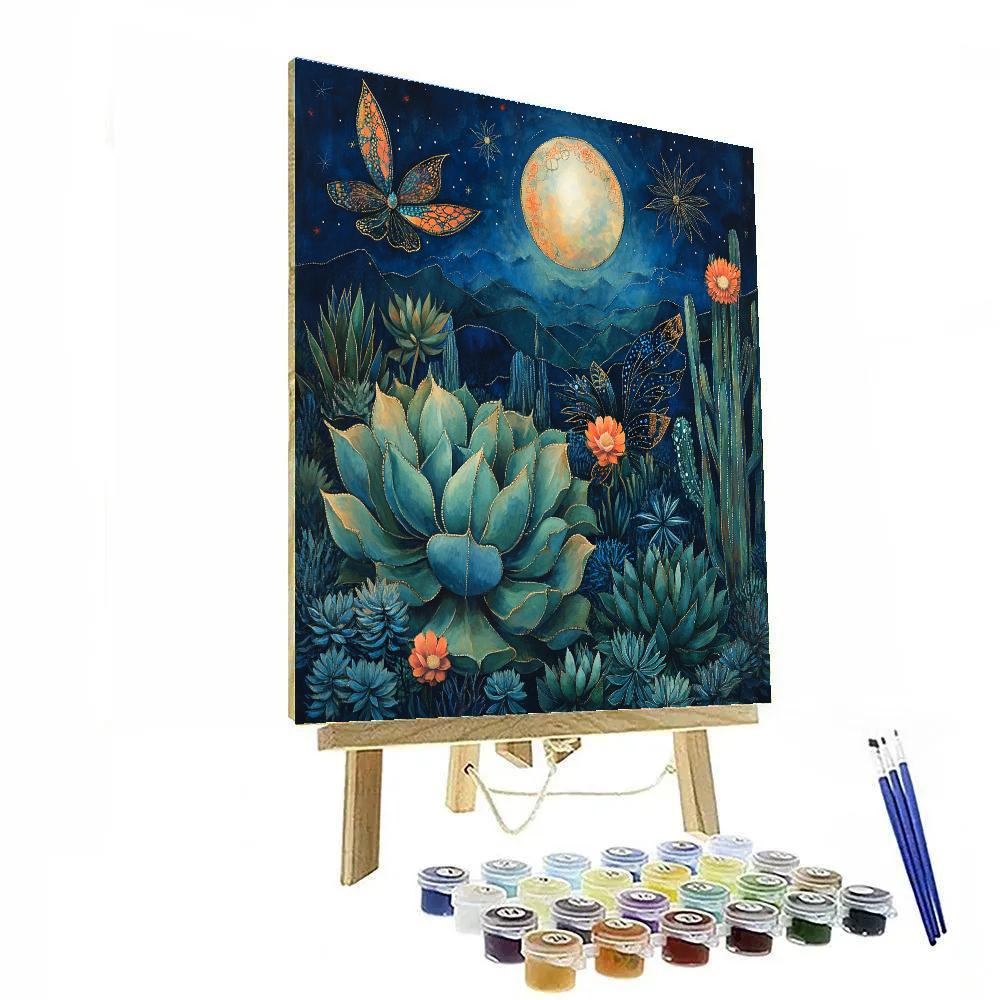 Frida Kahlo Inspired Moonlit Botanical Allegory Paint by numbers art