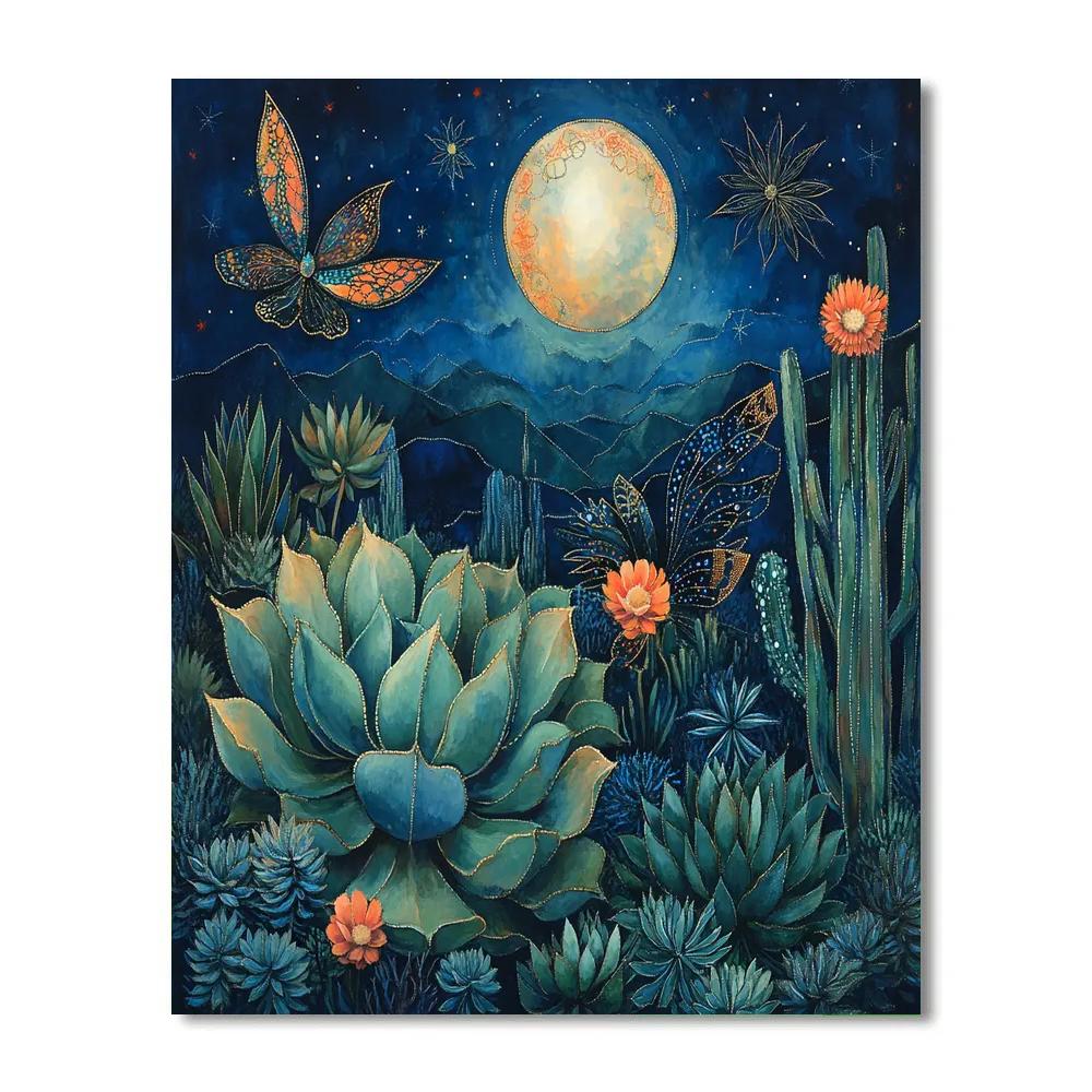 Frida Kahlo Inspired Moonlit Botanical Allegory Paint by numbers art