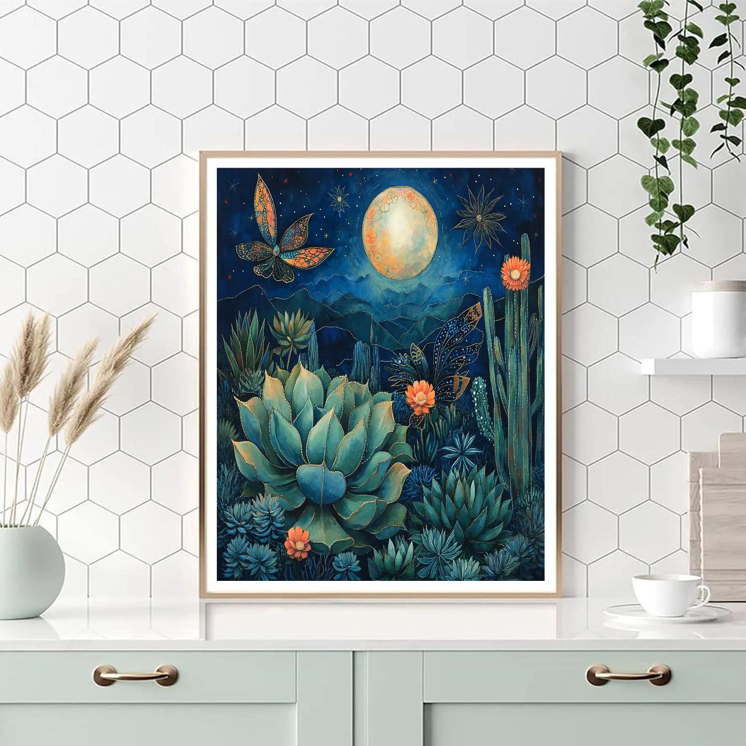 Frida Kahlo Inspired Moonlit Botanical Allegory Paint by numbers art