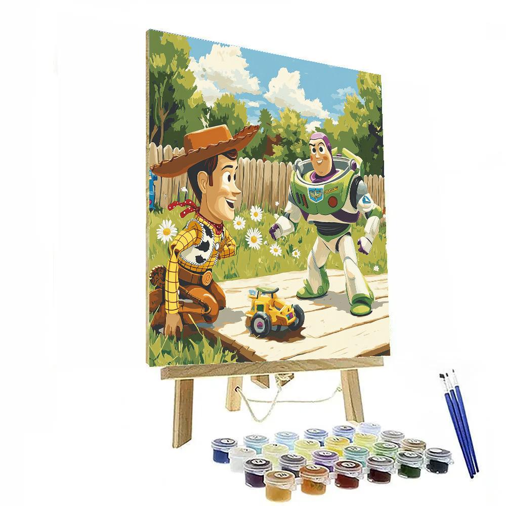 Woody And Buzz Backyard Rescue Disney Inspired Painting by numbers kit