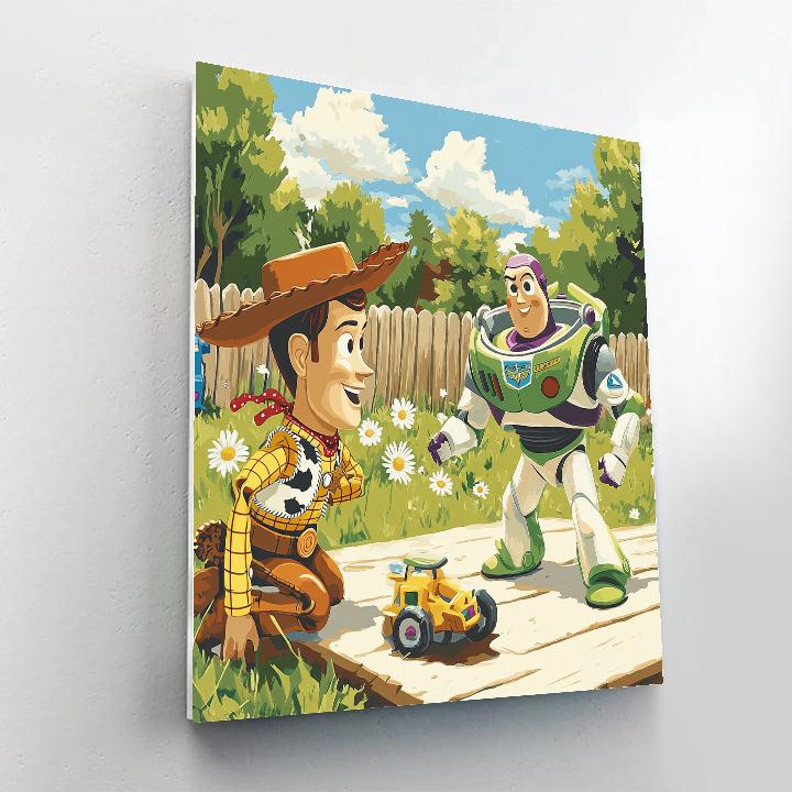 Woody And Buzz Backyard Rescue Disney Inspired Painting by numbers kit