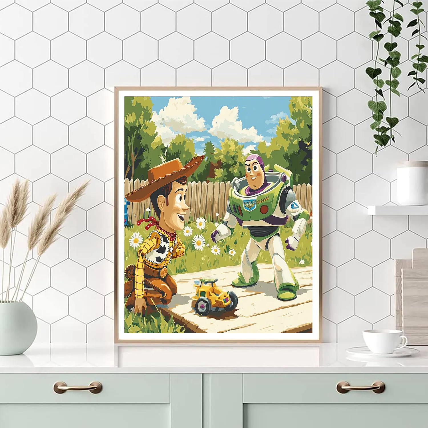 Woody And Buzz Backyard Rescue Disney Inspired Painting by numbers kit