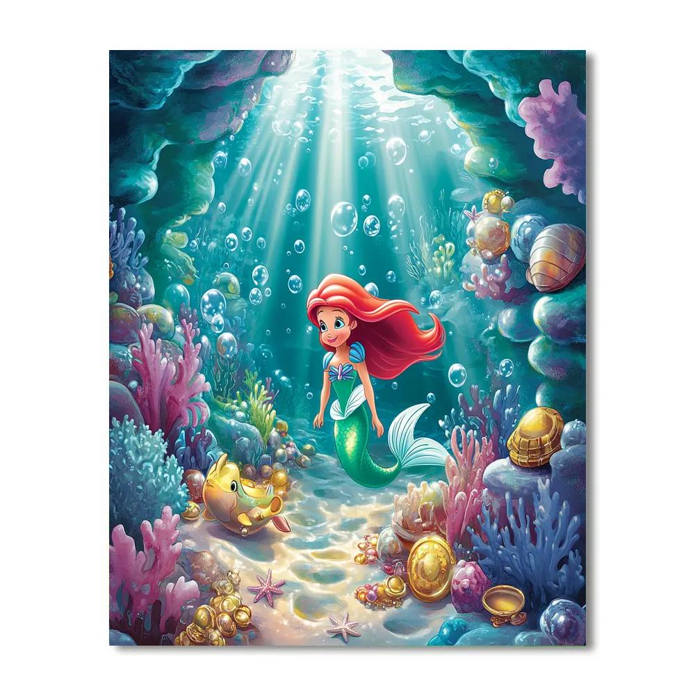 Ariel Underwater Grotto Disney Inspired DIY paint by numbers