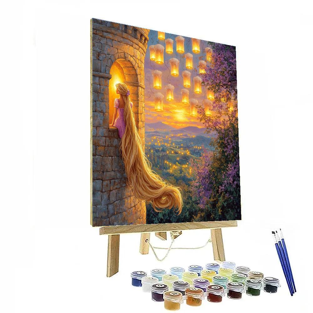 Rapunzel Tower Sunset Disney Inspired painting number kit