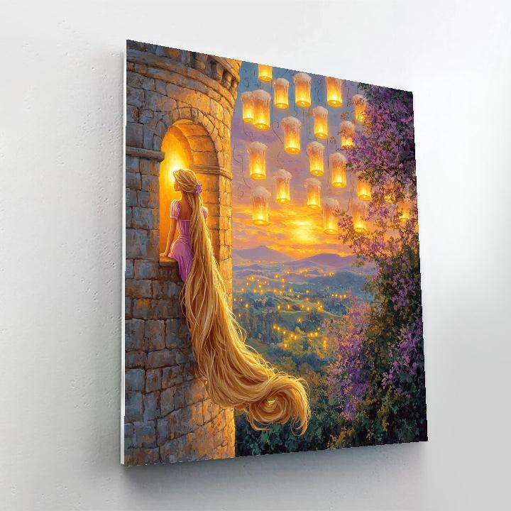 Rapunzel Tower Sunset Disney Inspired painting number kit