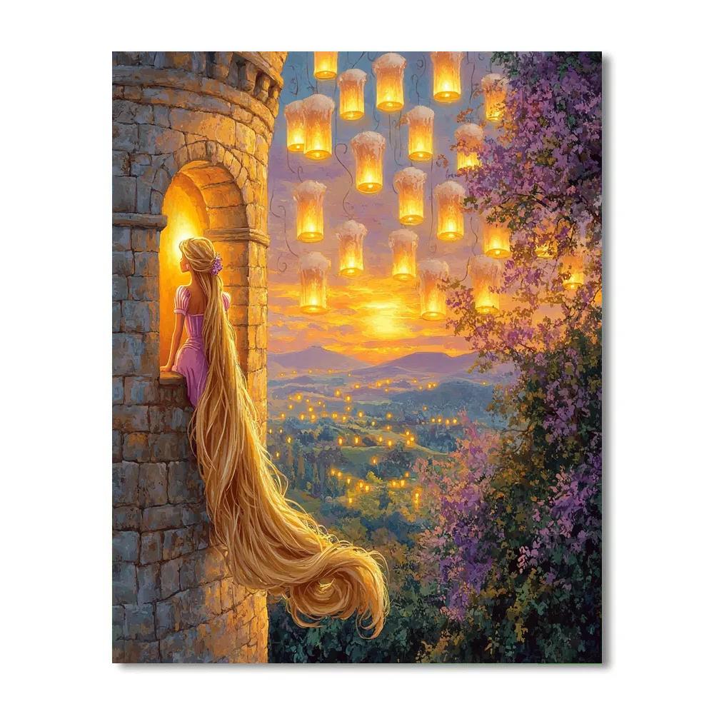 Rapunzel Tower Sunset Disney Inspired painting number kit