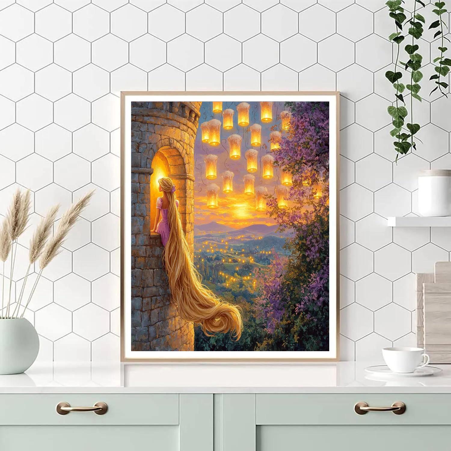 Rapunzel Tower Sunset Disney Inspired painting number kit