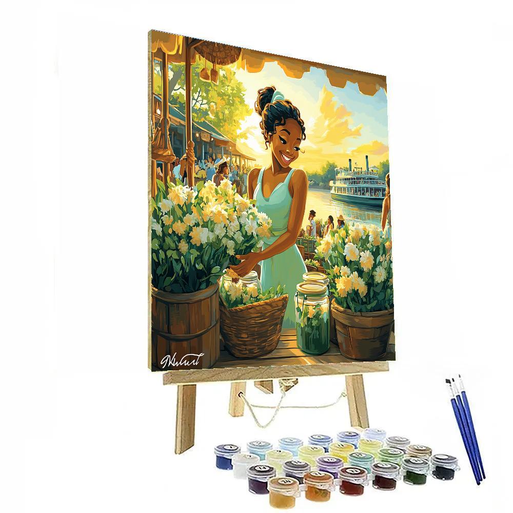 Tiana Market Morning Disney Inspired paint by number