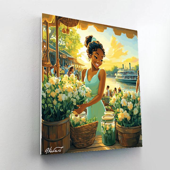Tiana Market Morning Disney Inspired paint by number