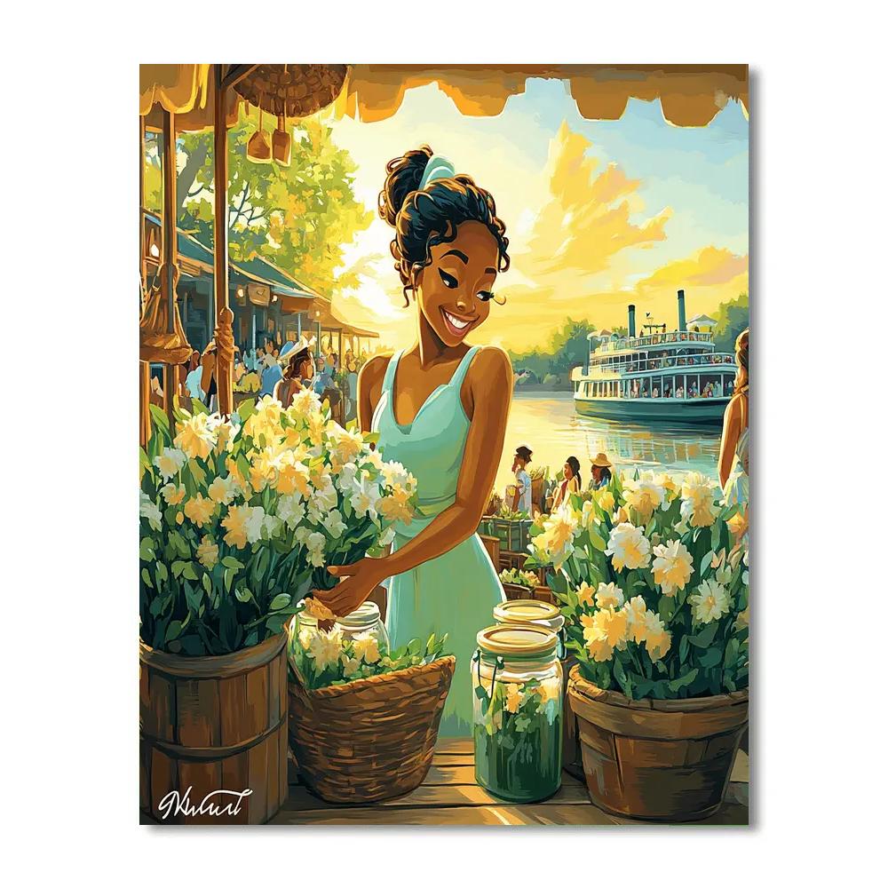 Tiana Market Morning Disney Inspired paint by number