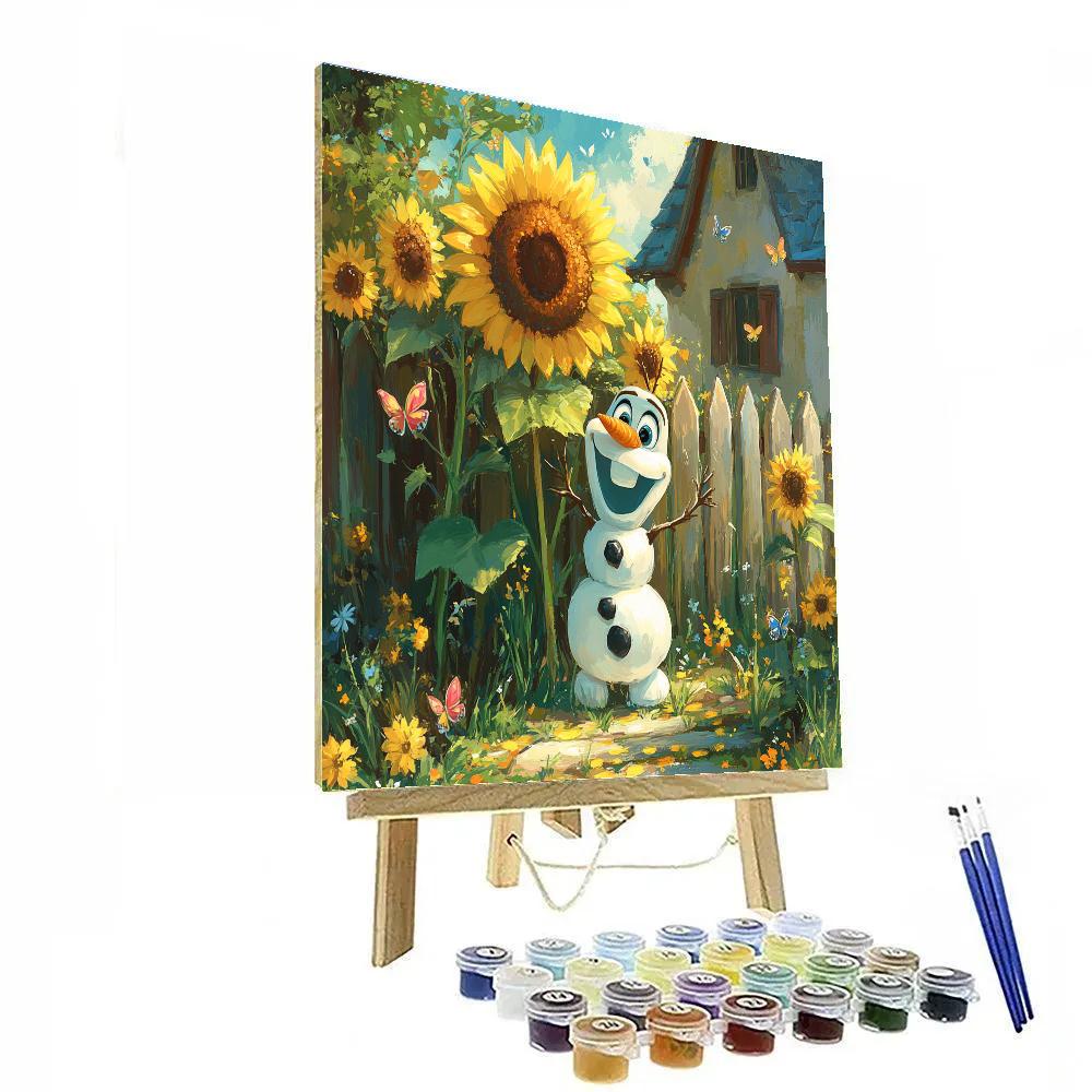 Olaf Sunny Garden Disney Inspired painting number kit