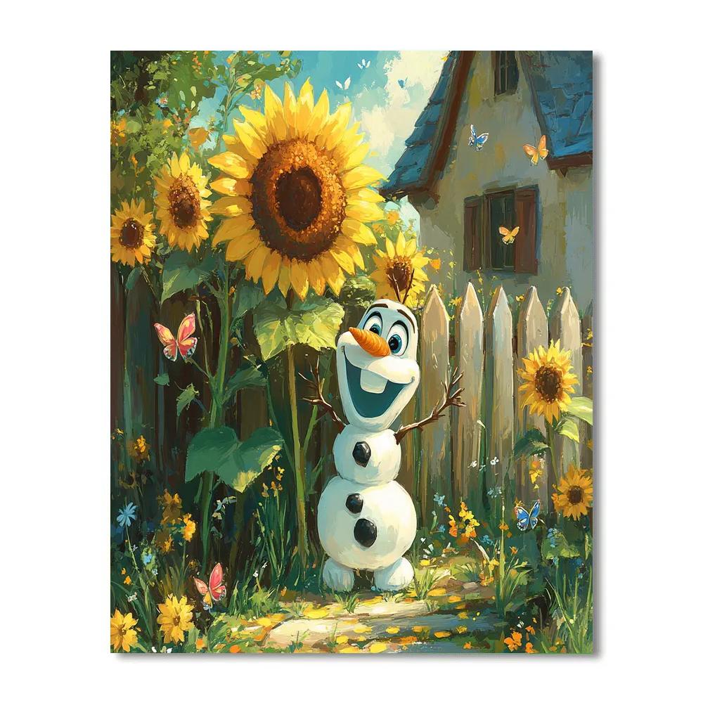 Olaf Sunny Garden Disney Inspired painting number kit