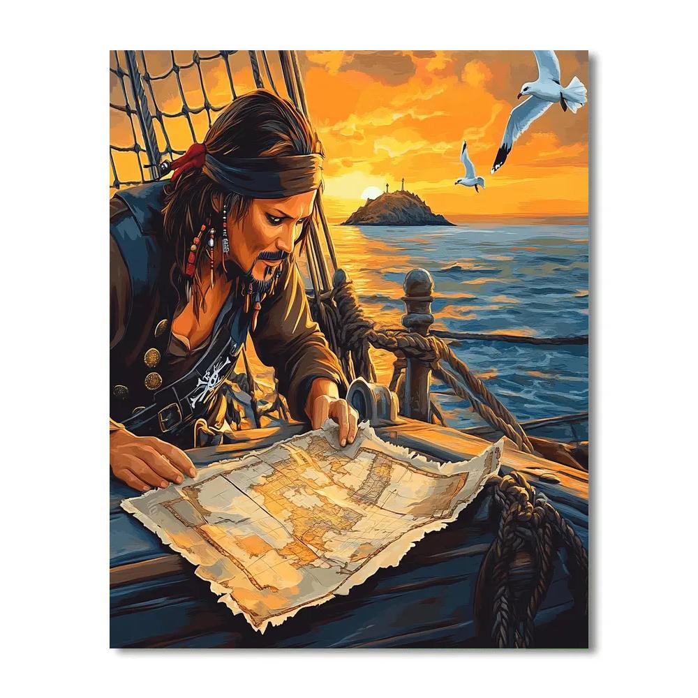 Jack Sparrow Treasure Map Disney Inspired Paint by numbers art
