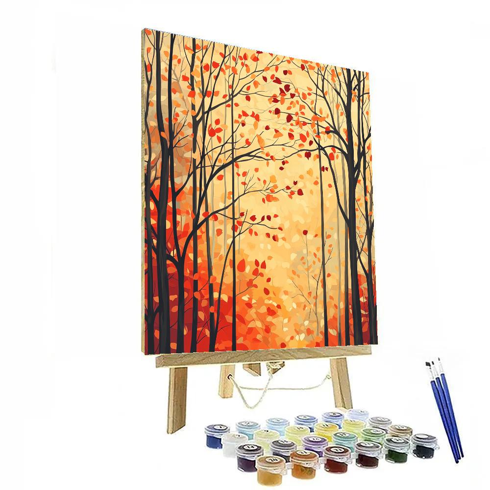 Hiroshige Inspired Autumnal Forest Pattern Number painting