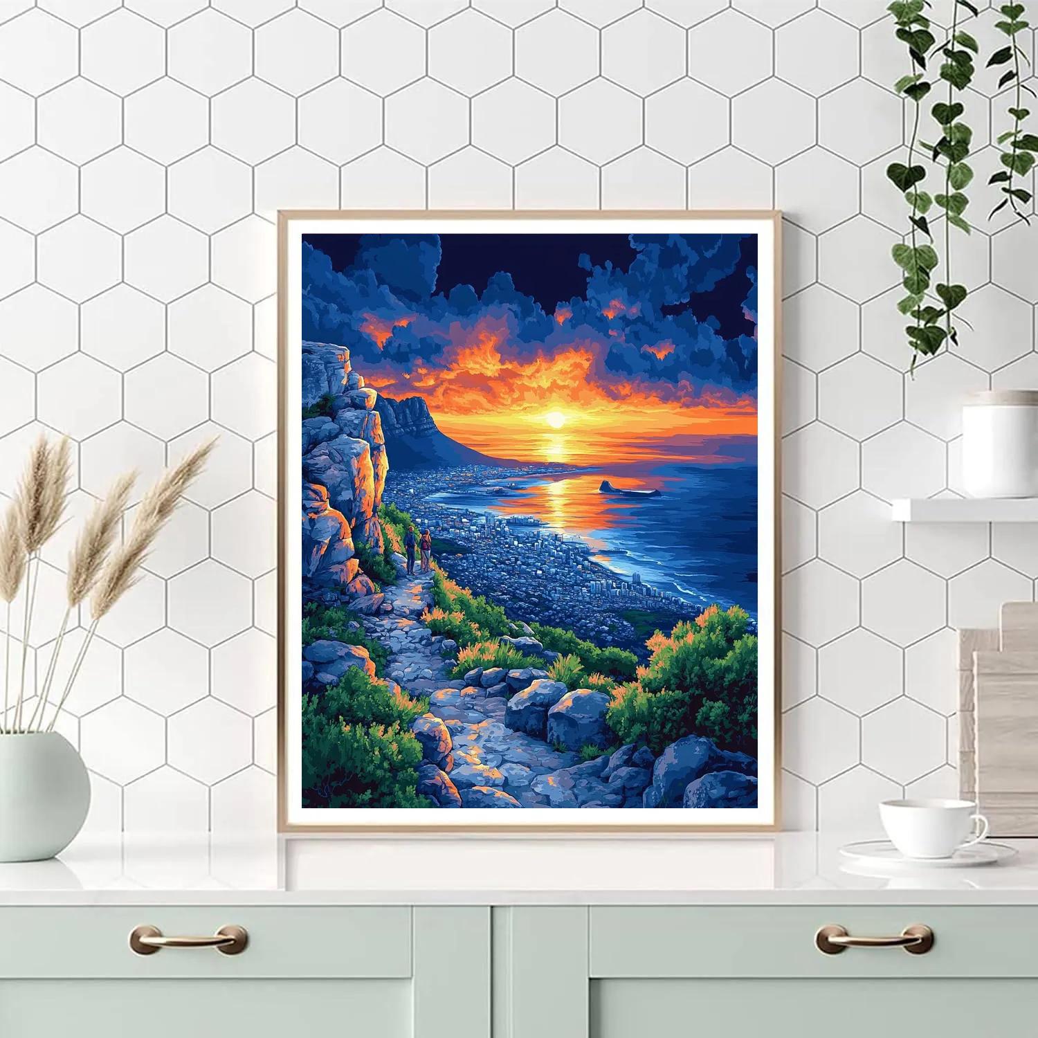 Table Mountain Sunset Panorama Cape Town South Africa Paint by numbers kits