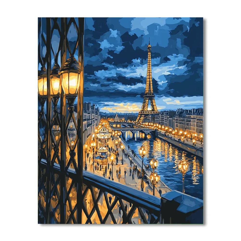 Twilight View From The Eiffel Tower Paris France DIY paint by numbers