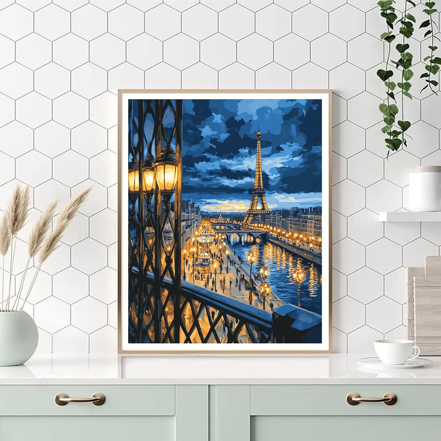 Twilight View From The Eiffel Tower Paris France DIY paint by numbers