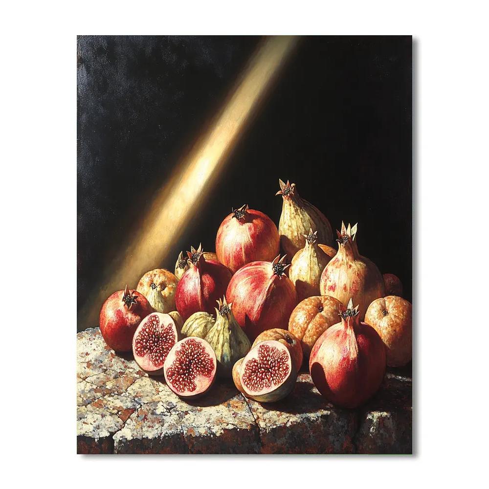 Caravaggio Inspired Dramatic Fruit Arrangement In Deep Shadow Painting by numbers kit