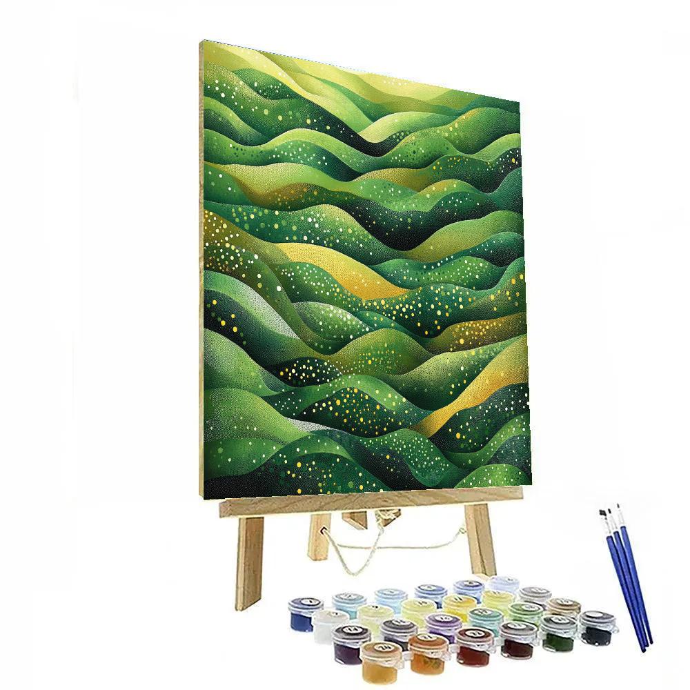 Georges Seurat Inspired Verdant Abstract Landscape Number painting