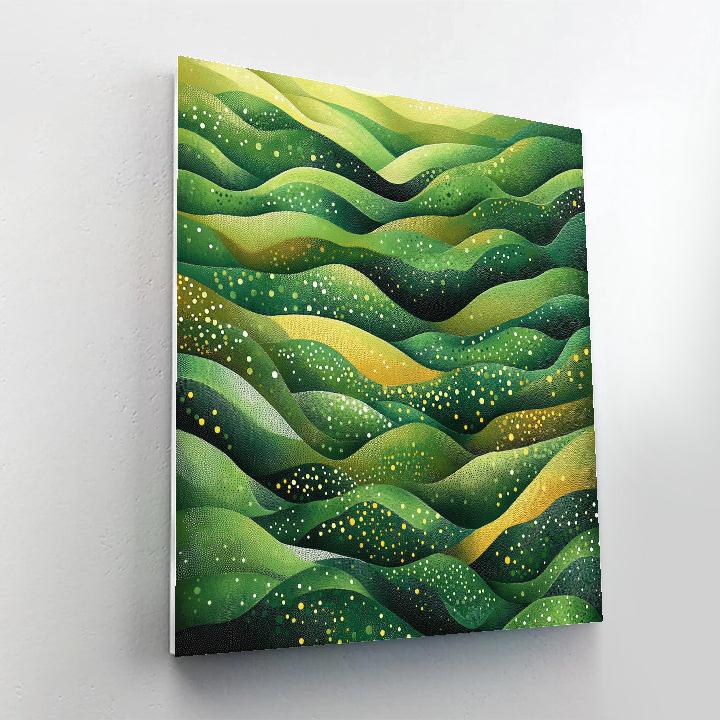 Georges Seurat Inspired Verdant Abstract Landscape Number painting