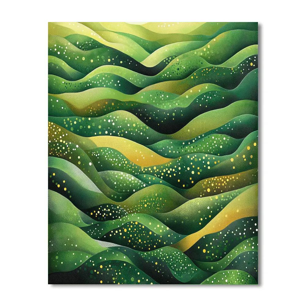 Georges Seurat Inspired Verdant Abstract Landscape Number painting
