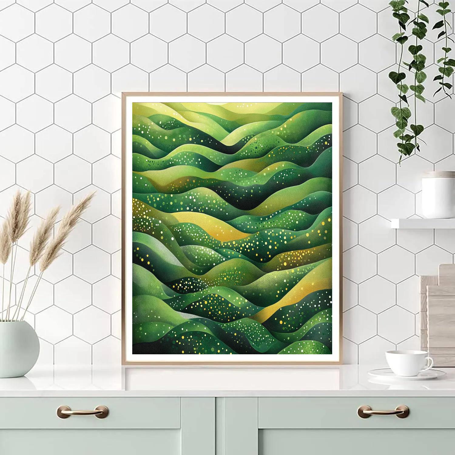 Georges Seurat Inspired Verdant Abstract Landscape Number painting