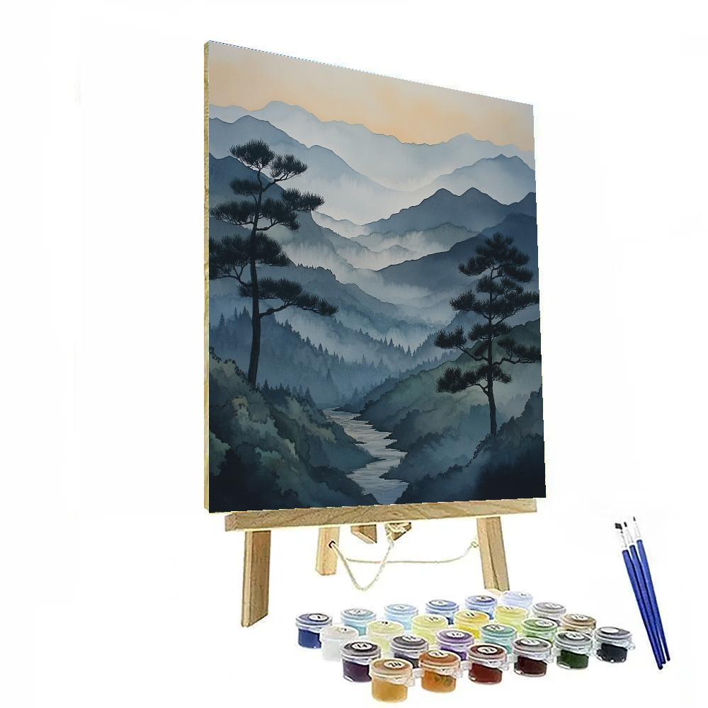 Zhao Mengfu Inspired Misty Mountain Dialogue Number painting