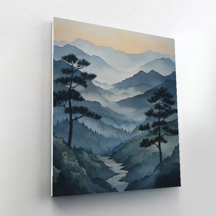 Zhao Mengfu Inspired Misty Mountain Dialogue Number painting