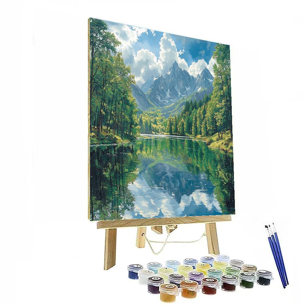 Paul Cézanne Inspired Tranquil Mountain Reflections paint by numbers