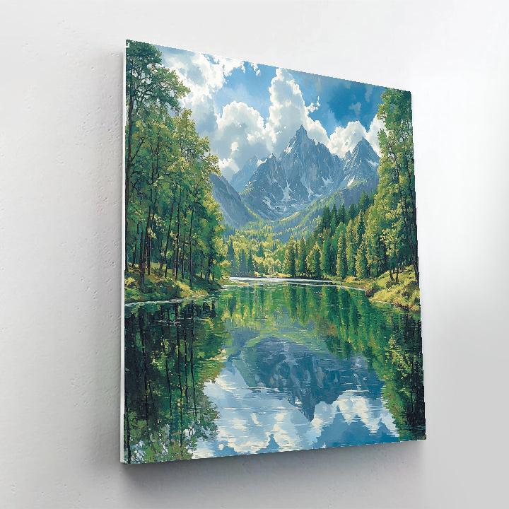Paul Cézanne Inspired Tranquil Mountain Reflections paint by numbers