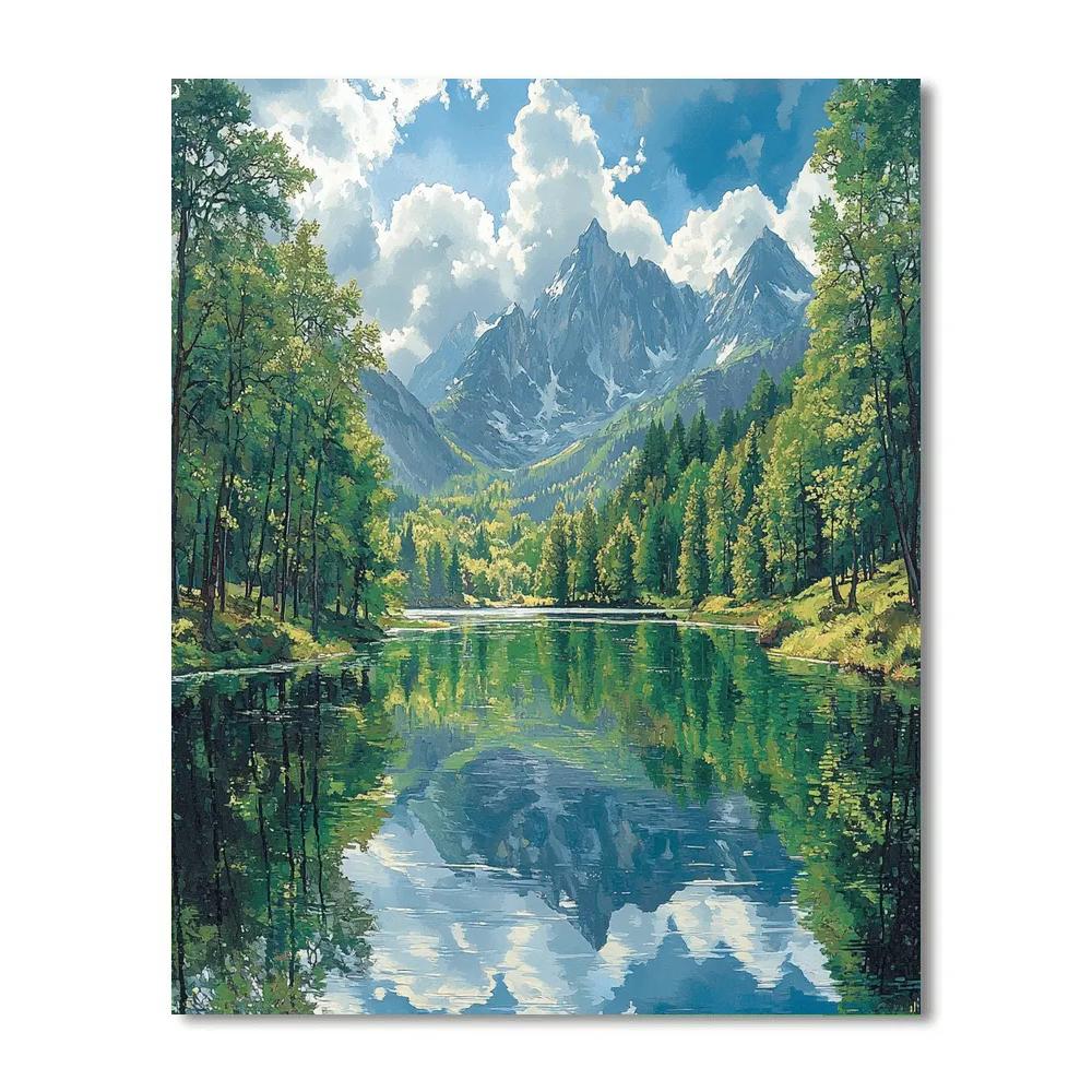 Paul Cézanne Inspired Tranquil Mountain Reflections paint by numbers