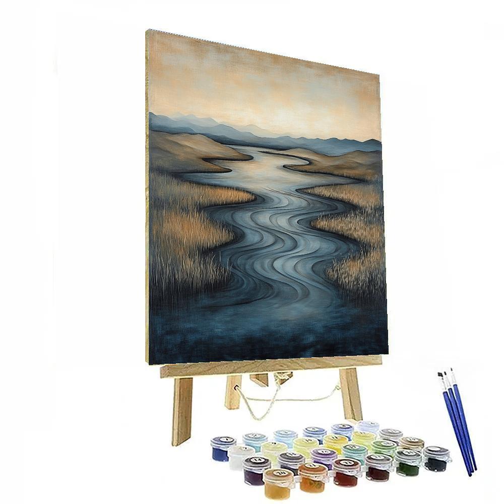 Zhao Mengfu Inspired Silent River Calligraphy painting number kit