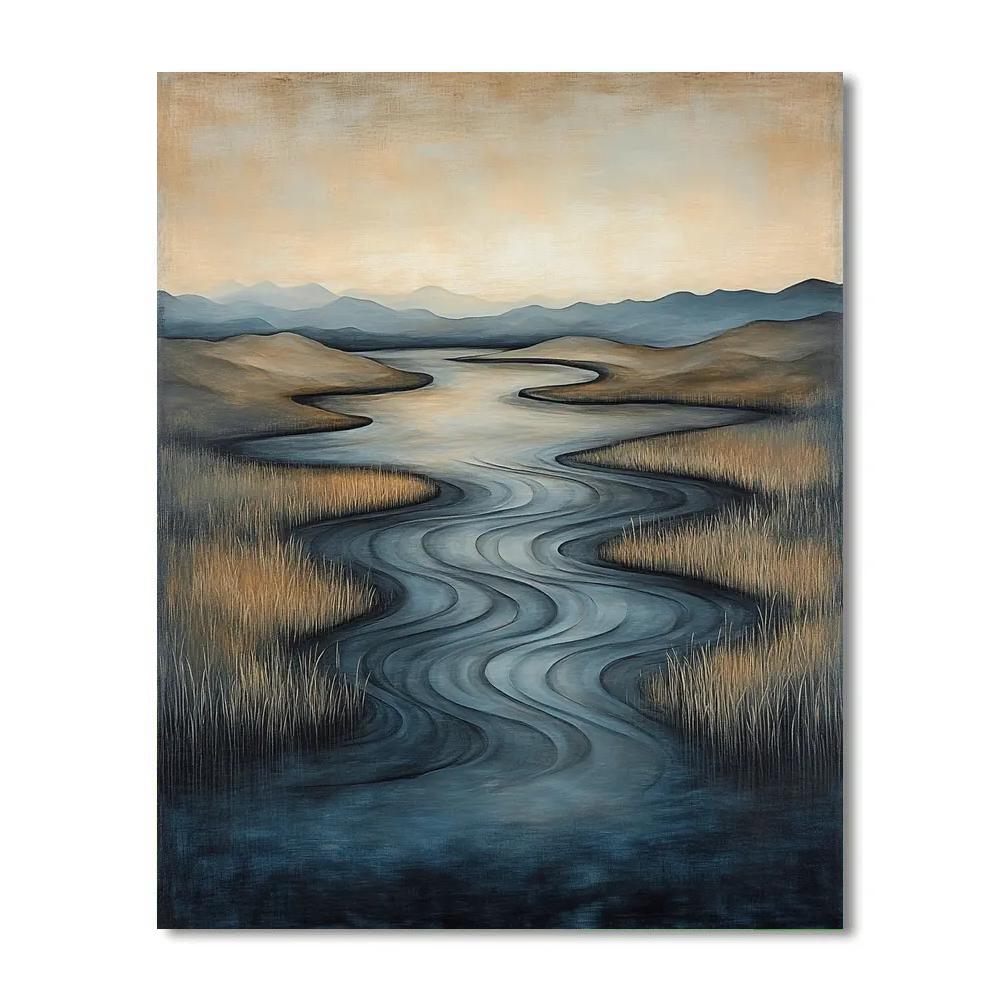 Zhao Mengfu Inspired Silent River Calligraphy painting number kit