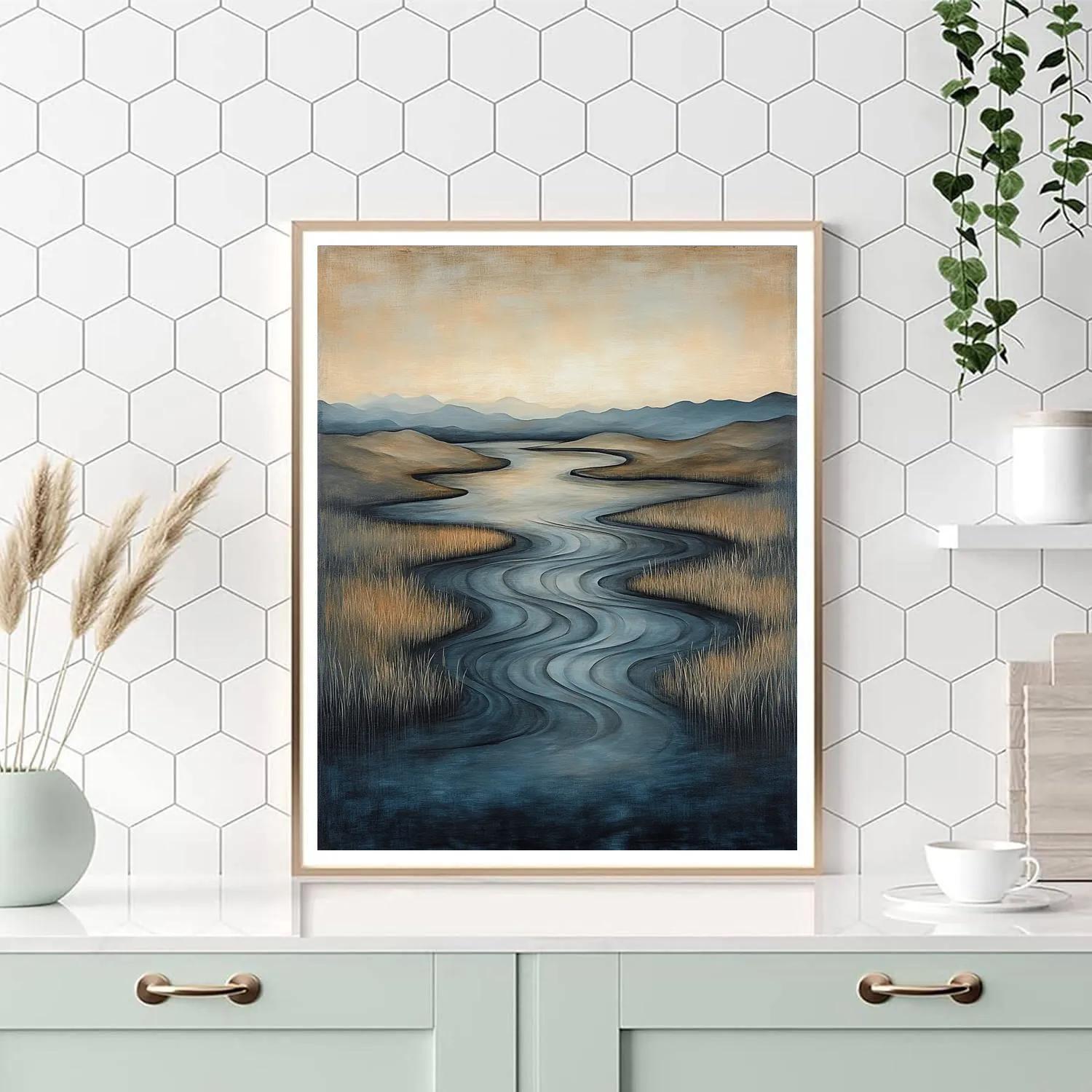 Zhao Mengfu Inspired Silent River Calligraphy painting number kit