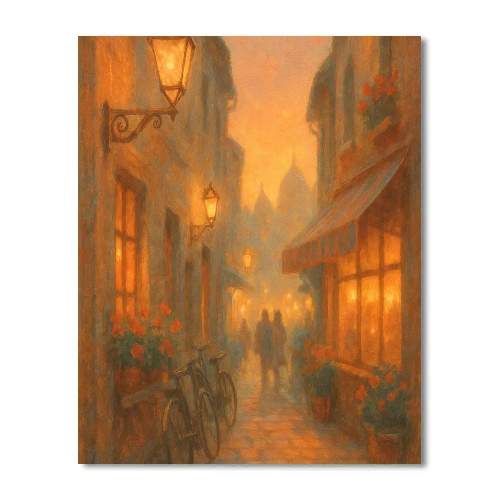 Sunlit Cobblestone Alley Paint by numbers art
