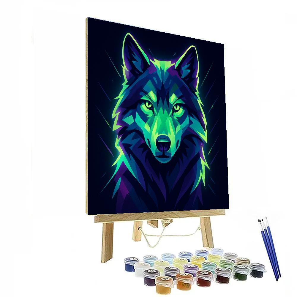Midnight Neon Wolf DIY paint by numbers