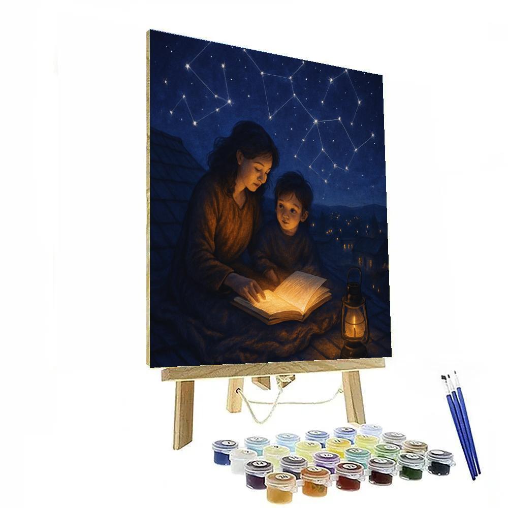 Mother Reading Under Starlight Number painting