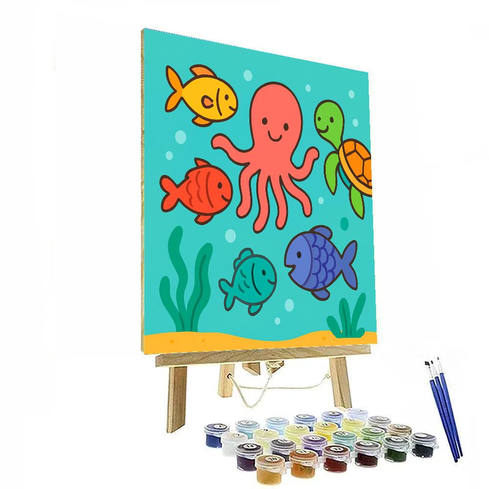 Underwater Adventure With Friendly Sea Creatures Paint by numbers art