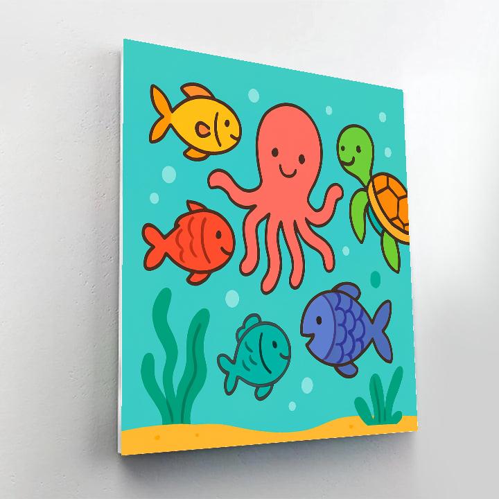 Underwater Adventure With Friendly Sea Creatures Paint by numbers art