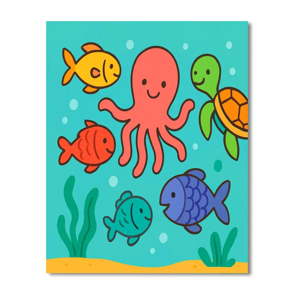 Underwater Adventure With Friendly Sea Creatures Paint by numbers art