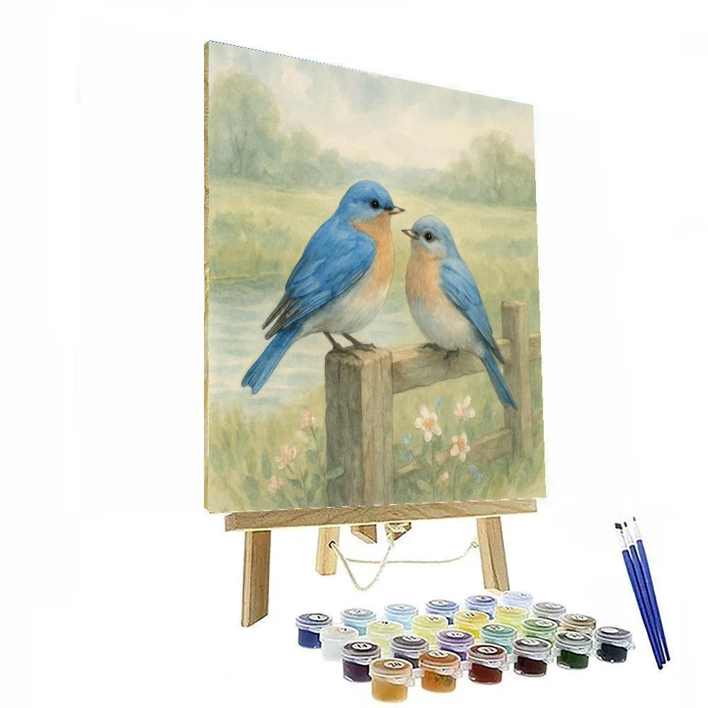 Bluebird Fence Harmony painting number kit